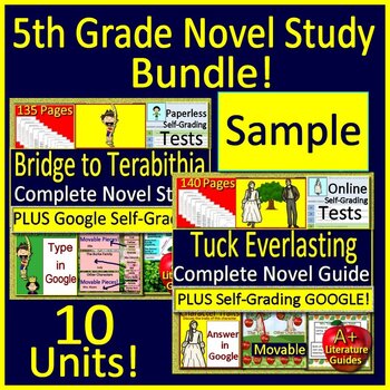 Preview of 5th Grade Novel Study Bundle Free Sample