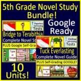5th Grade Novel Study Bundle - Printable + SELF-GRADING GO
