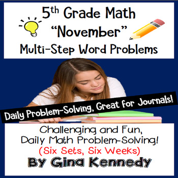 Preview of Daily Problem Solving for 5th Grade: November Word Problems (Multi-Step)