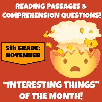 Preview of 5th Grade Reading Comprehension Passages and Questions November  Fall Autumn