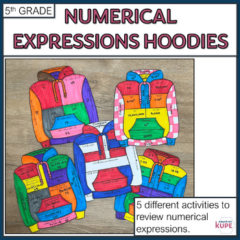 Preview of 5th Grade Numerical Expressions Review Hoodie Project Craftivity