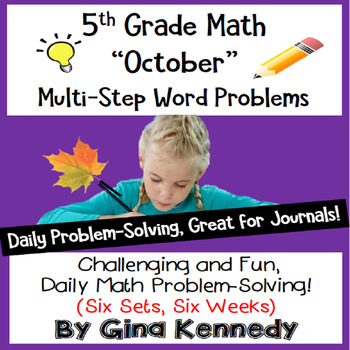 Preview of Daily Problem Solving for 5th Grade: October Word Problems (Multi-Step)