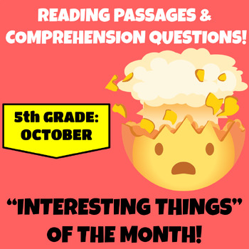 Preview of 5th Grade Reading Comprehension Passages and Questions October  Fall Autumn