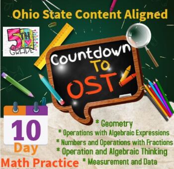 Preview of 5th Grade Ohio OST Math Test Prep / Standards Review - 10 Days of Practice!