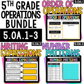 Preview of 5th Grade Operations Bundle for Google Slides™ + Printables 5.OA.1 5.OA.2 5.OA.3