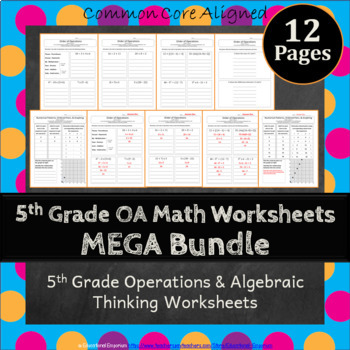 Preview of 5th Grade Operations & Algebraic Thinking Worksheets 5th Grade OA Worksheets 5OA