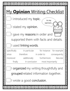 opinion essay checklist