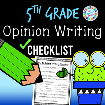 Preview of 5th Grade Opinion Writing Checklist (standards-aligned) - PDF and digital!!