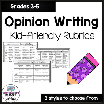 Preview of Opinion Writing Rubrics- Set of Three
