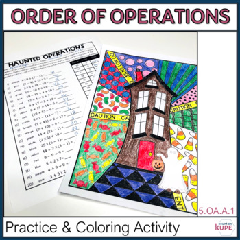 Preview of 5th Grade Order of Operations Coloring Review for Halloween 