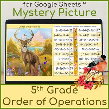 Preview of 5th Grade Order of Operations | Mystery Picture Pixel Art | Deer (5.OA.A.1)