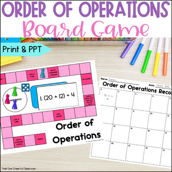 Preview of 5th Grade Order of Operations No Exponents Board Game PEMDAS Practice