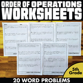 Order of Operations Worksheets Word Problems 5th Grade