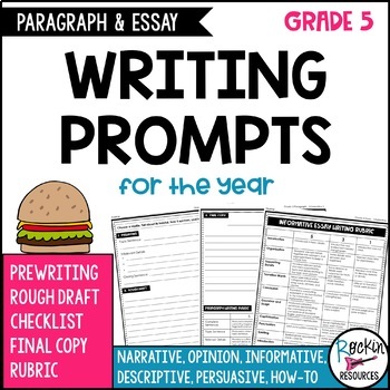 Preview of 5th Grade Writing Prompts for Paragraph and Essay Writing - Essay of the Week