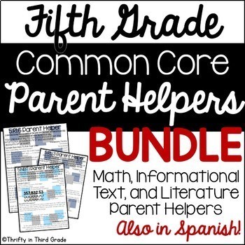 Preview of 5th Grade Parent Handouts Bundle Common Core Parent Helpers
