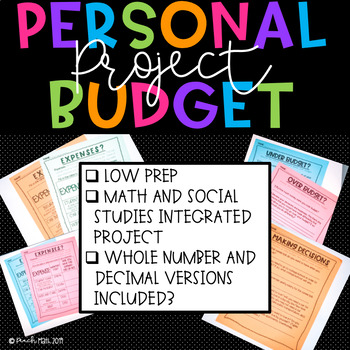 Preview of 5th Grade Personal Budget Project