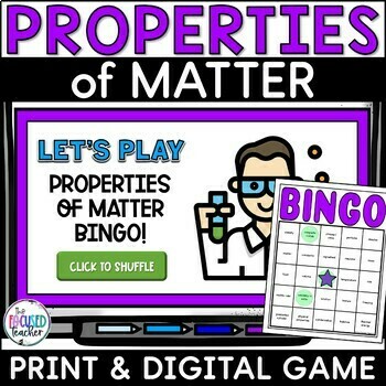 Preview of 5th Grade Physical Properties of Matter Vocabulary Science Review | Bingo Game