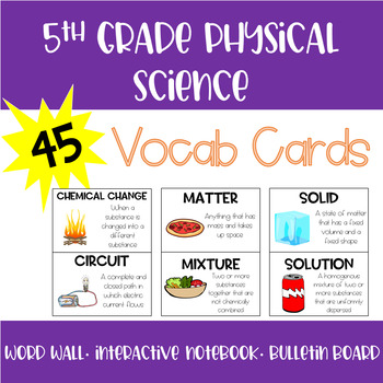 Preview of 5th Grade Physical Science Vocabulary Cards