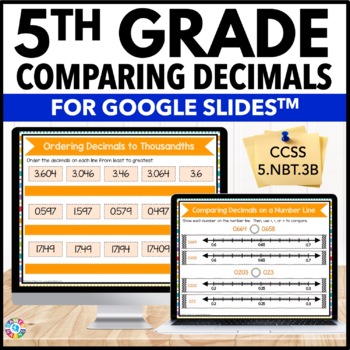 Preview of Comparing and Ordering Decimals Place Value Worksheets Google Slides 5th Grade