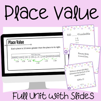 Preview of 5th Grade Place Value Unit with Editable Slides and Task Cards