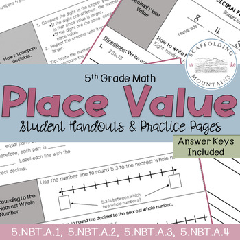 Preview of 5th Grade Place Value Student Handouts & Practice Pages
