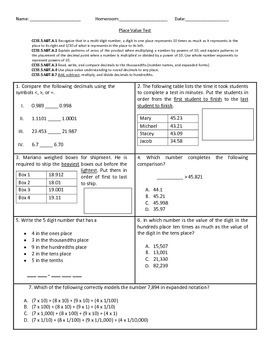 5th grade place value test common core by blocks and blocks of learning