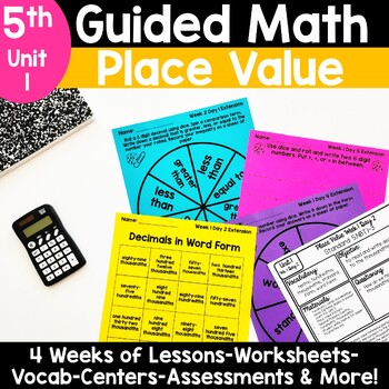 Preview of 5th Grade Place Value Worksheets Activities Lesson Plans - Guided Math