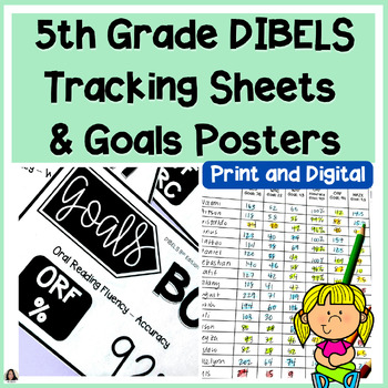 Preview of 5th Grade Progress Monitoring Data Tracking & Goals Posters DIBELS 8
