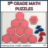 5th Grade Puzzle Math Station with interactive pieces