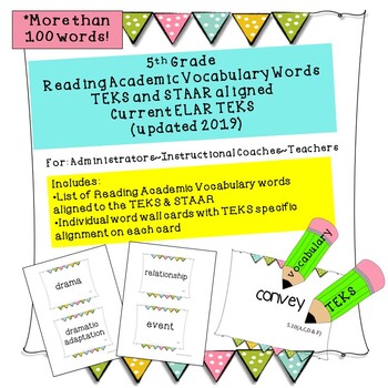 Preview of 5th Grade Reading Academic Vocabulary TEKS/STAAR