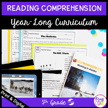 Preview of 5th Grade Lexile Leveled Reading Comprehension Curriculum - Full Year Bundle
