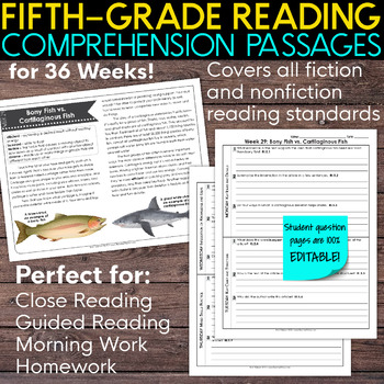 Preview of 5th Grade Reading Comprehension Passages [Nonfiction & Fiction]