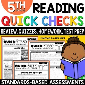 Preview of 5th Grade Reading Comprehension Passages & Questions Worksheets Review Test Prep