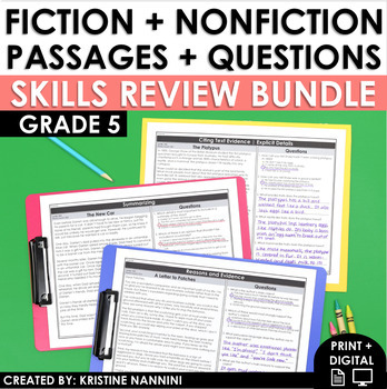 Preview of 5th Grade Reading Comprehension Passages Fiction and Nonfiction Strategies