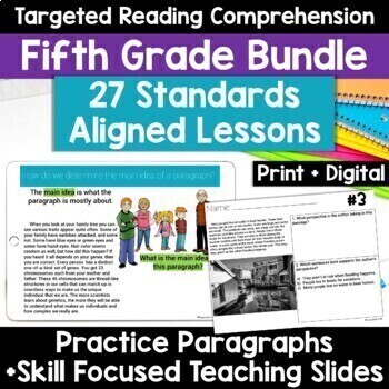 Preview of 5th Grade Reading Comprehension Passages and Lessons - Google & Print BUNDLE