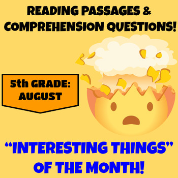 Preview of 5th Grade Reading Comprehension Passages and Questions BIG 10 MONTH BUNDLE