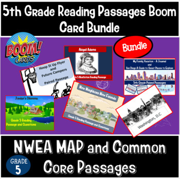 Preview of 5th Grade Reading Comprehension Passages and Questions Boom Cards