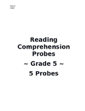 5th Grade Reading Comprehension Probe - IEP Goals- 5 Pack - Set 2