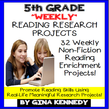 Preview of 5th Grade Reading Projects, Enrichment For the Entire Year! PDF and Digital!