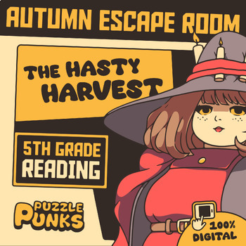 Preview of 5th Grade Reading Comprehension Escape Room | Digital | Fall, Autumn, Halloween