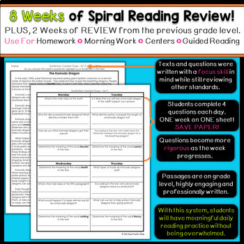 5th Grade Reading Spiral Review | Reading Comprehension ...