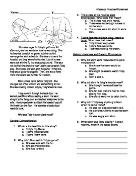5th Grade Reading Skill Practice Worksheet and KEY - Inference | TpT