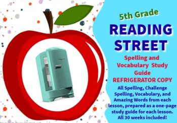 Preview of 5th Grade Reading Street Spelling and Vocabulary FULL YEAR Refrigerator Copies