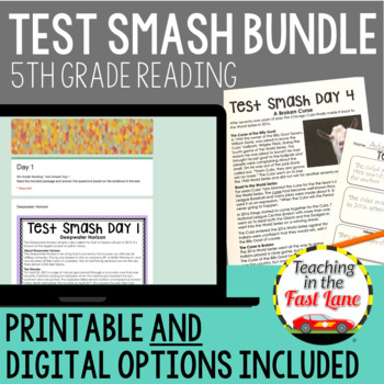 Preview of 5th Grade Reading Test Prep Bundle - Digital and Print Test Smash Daily Review