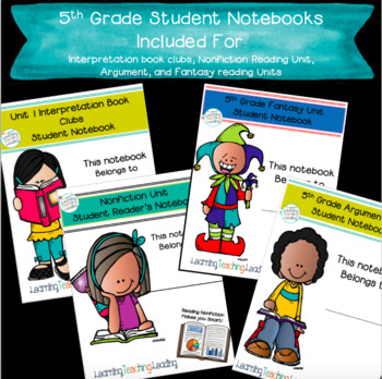 Preview of 5th Grade Reading Units Student Notebooks Bundle