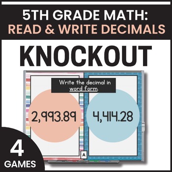 Preview of 5th Grade Reading & Writing Decimals Games - 5th Grade Math Games