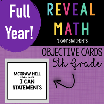 Preview of 5th Grade Reveal Math FULL YEAR BUNDLE Objective Cards for McGraw Hill