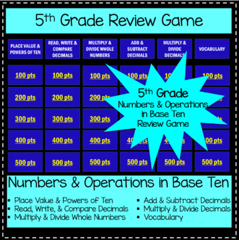 Preview of 5th Grade Review Game - Place Value and Decimals