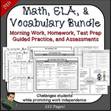 5th Grade No Prep Math, ELA, Vocabulary Bundle | Distance 
