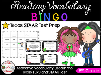 Preview of 5th Grade Rock-STAAR BINGO Reading Vocabulary Review